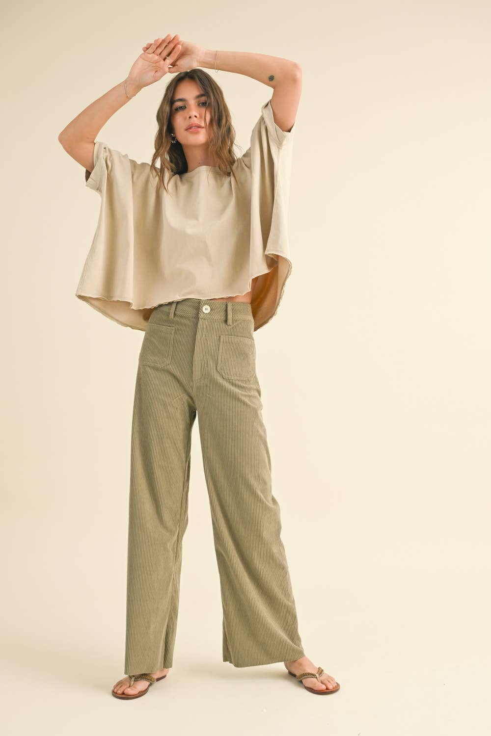 Oversized Beige Wash Top