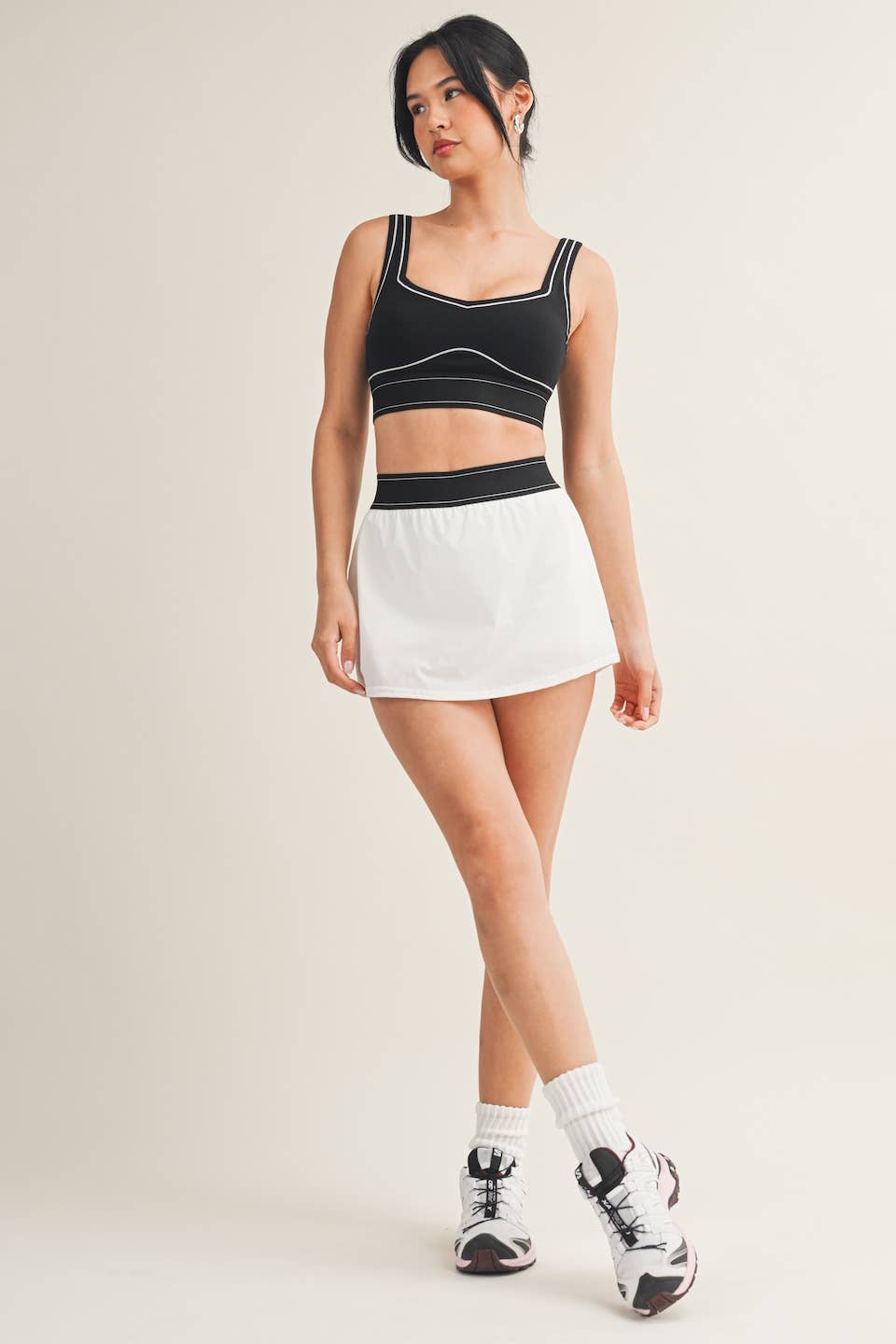 Lightweight Skort with Elastic Waistband: White