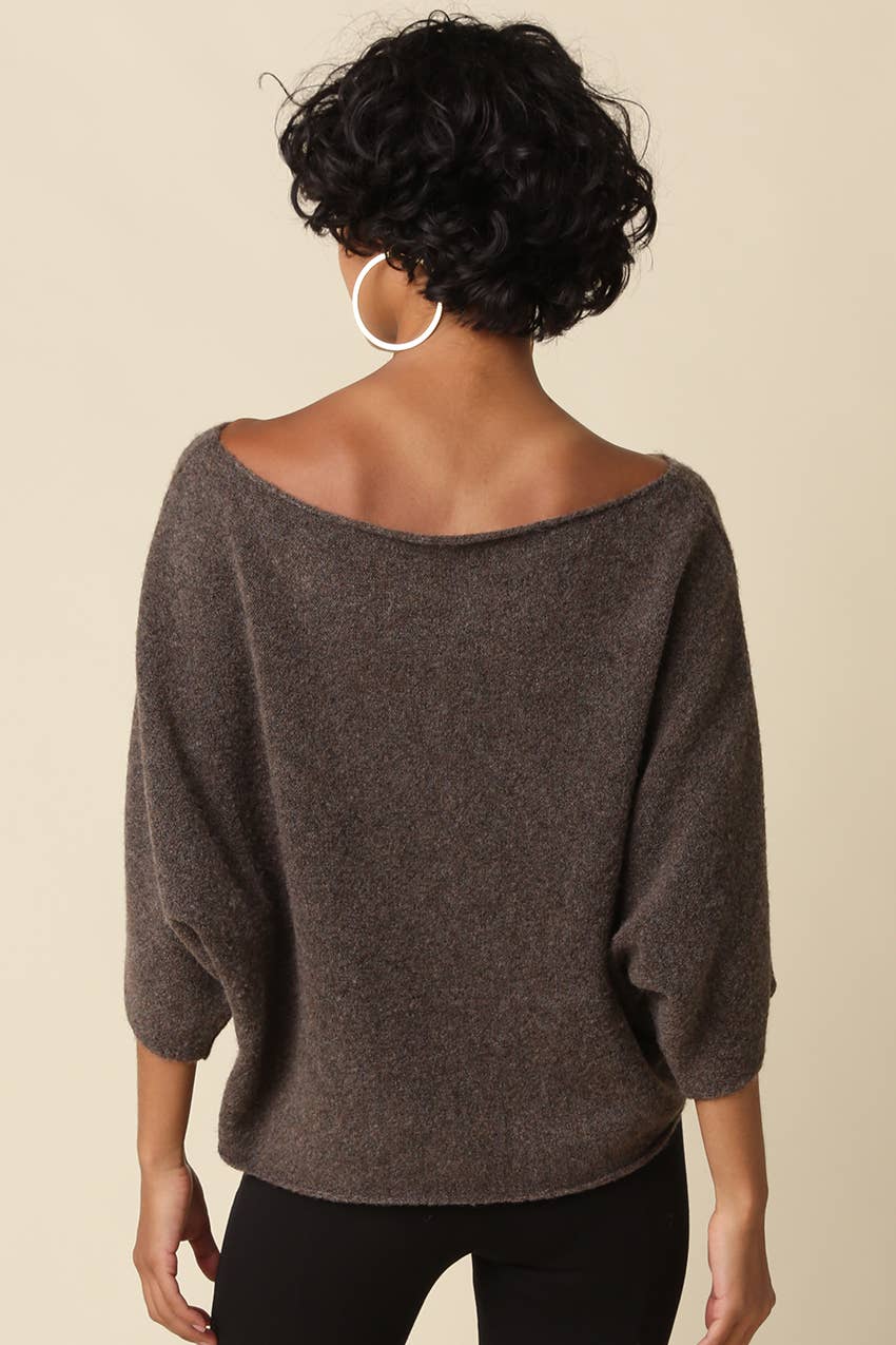 Gloria One Shoulder Knit Top: Brown