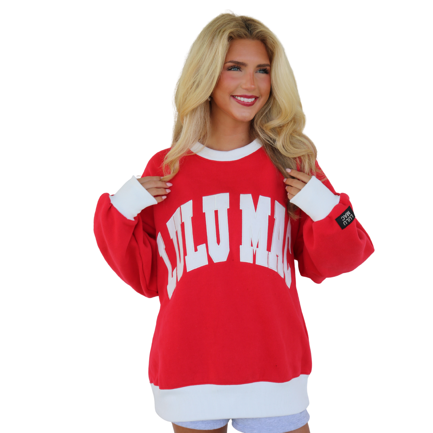 Lulu Mac Color Block Sweatshirt: Red/White