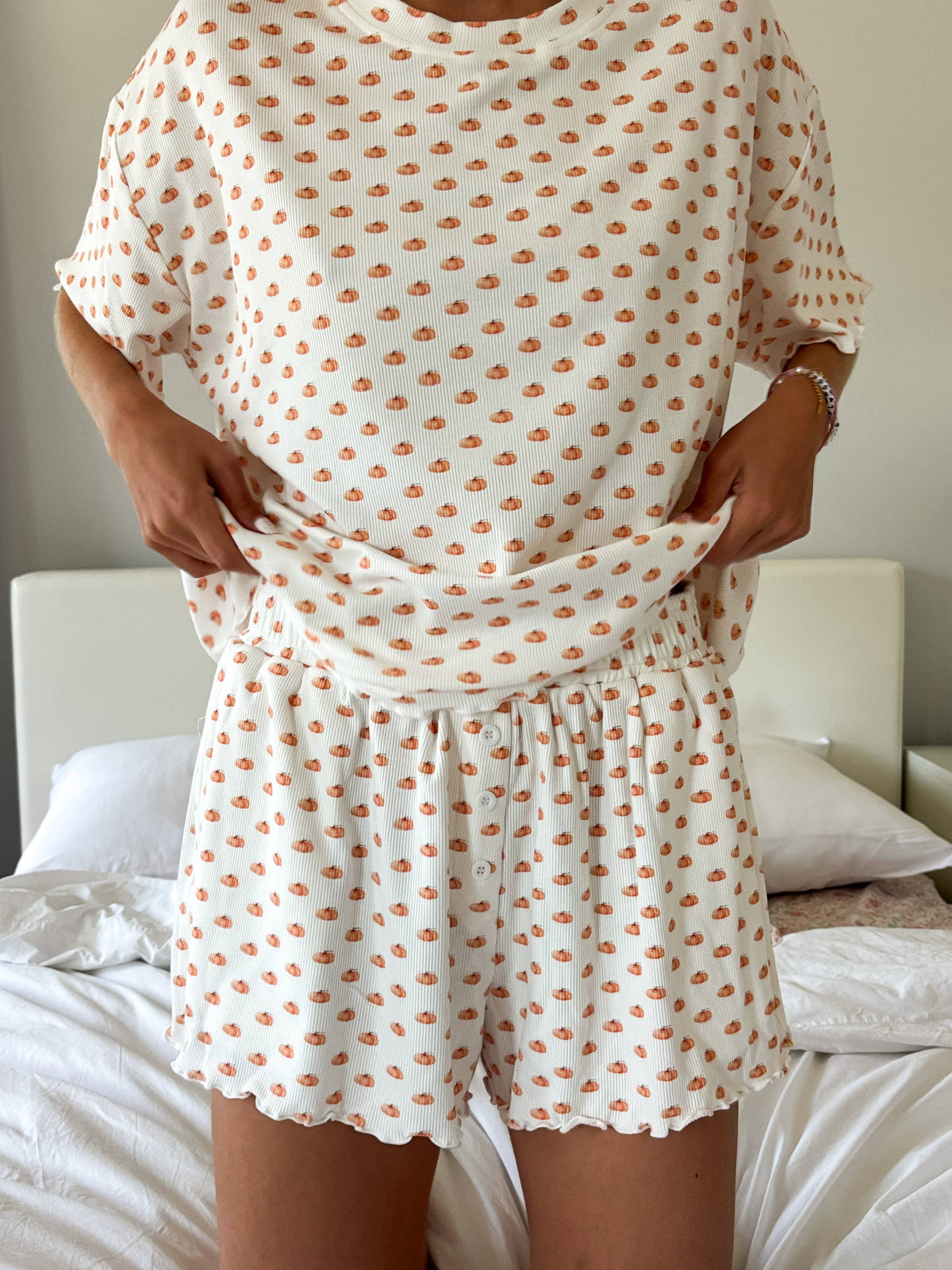 Pumpkin Autumn Fall Pajama Shorts