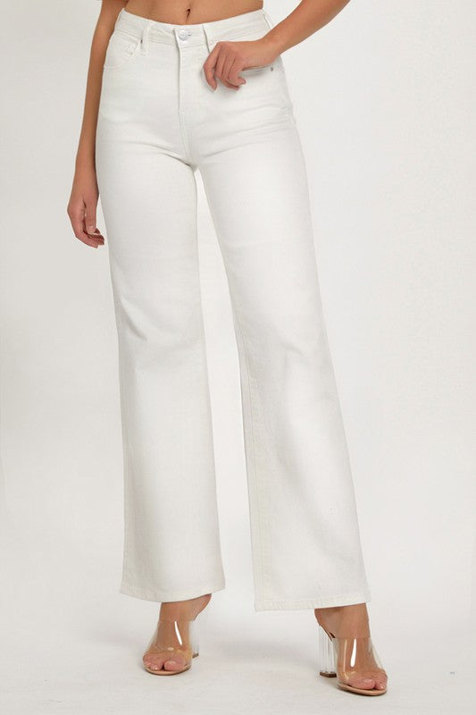 Risen White High Rise Wide Pants