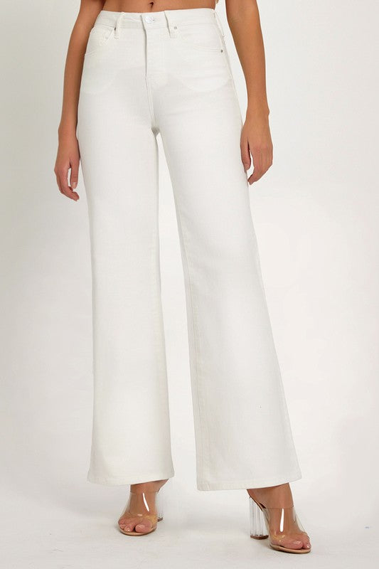 Risen White High Rise Wide Pants