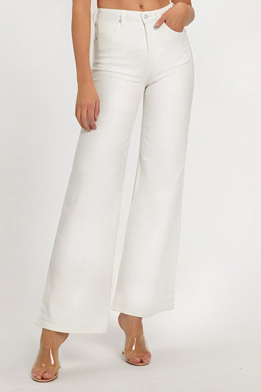 Risen White High Rise Wide Pants