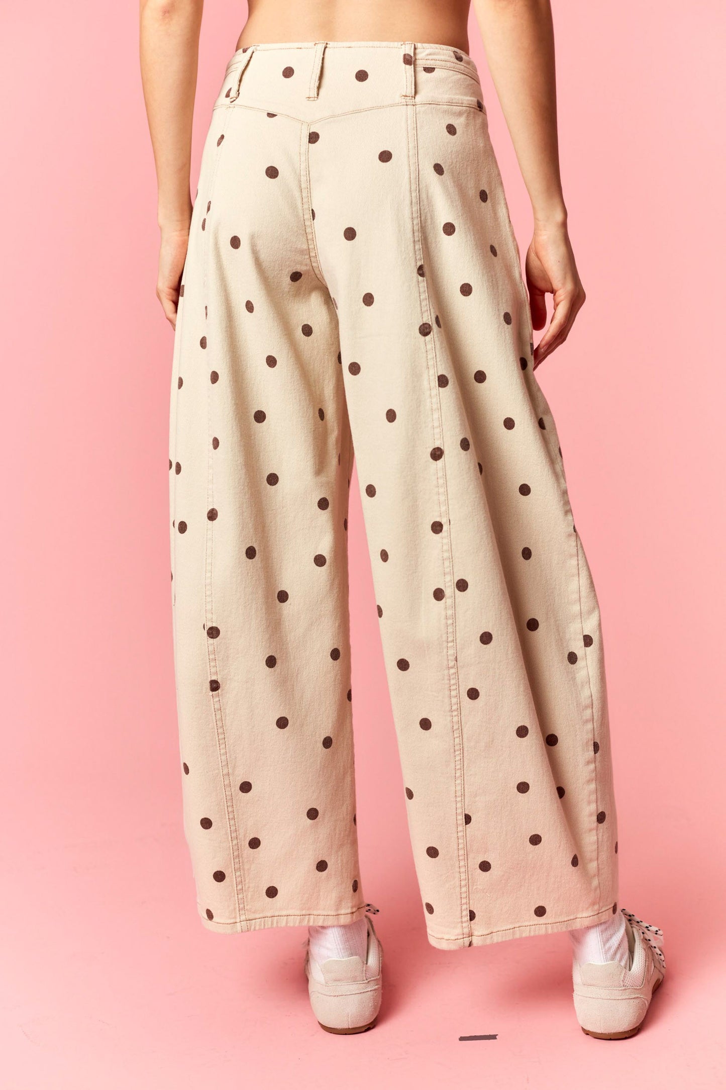 Polka Dot Twill Barrel Jeans